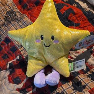 Yellow Star Plush Toy with Purple Feet 7" Gigglescape